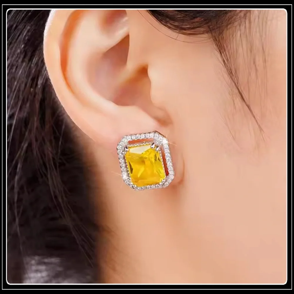 Clearance! NEW CITRINE PRISM YELLOW SAPPHIRE DIAMOND EARRINGS